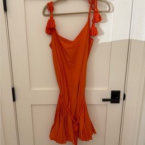 RHODE Orange Ruffled Mini Sundress